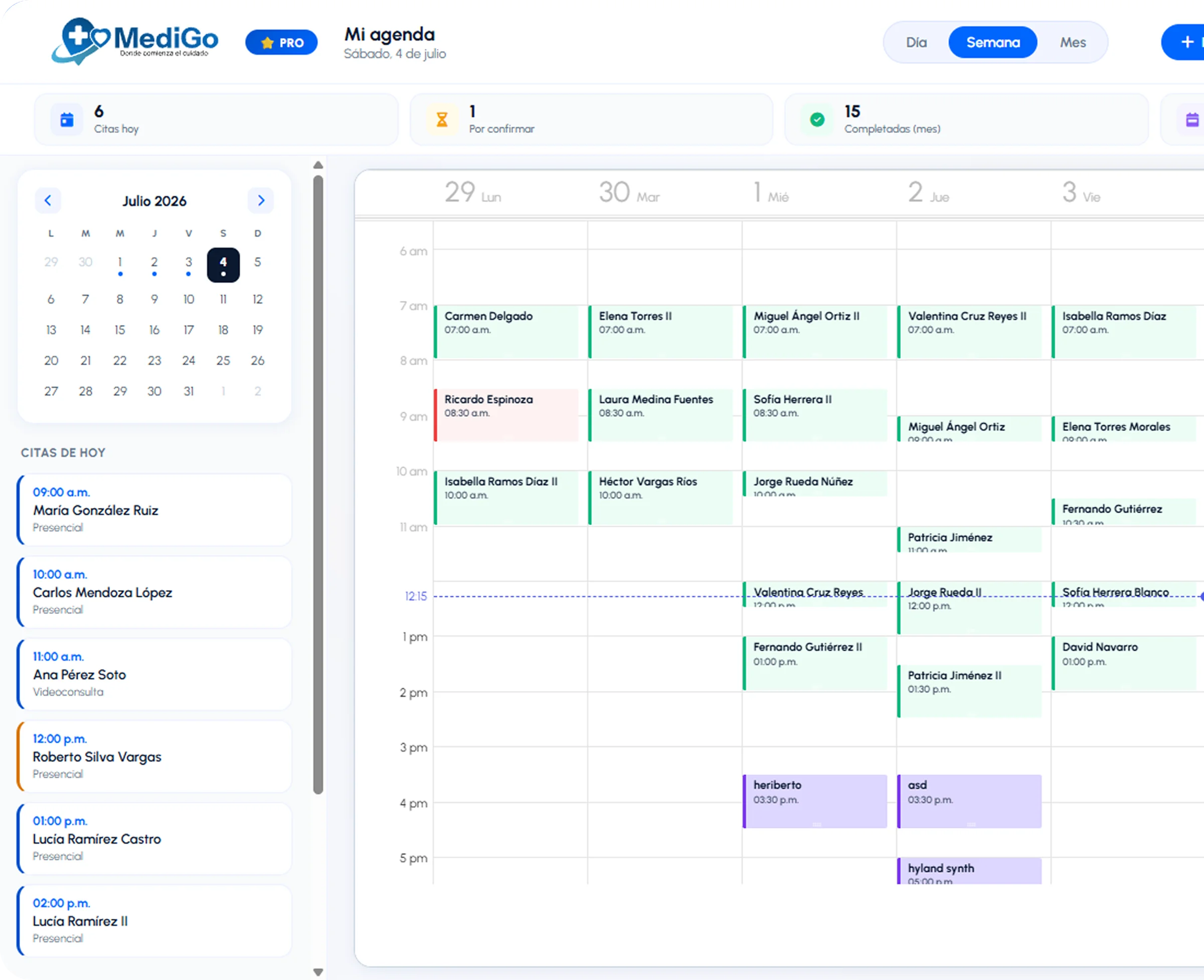 Dashboard MediGo — Agenda inteligente
